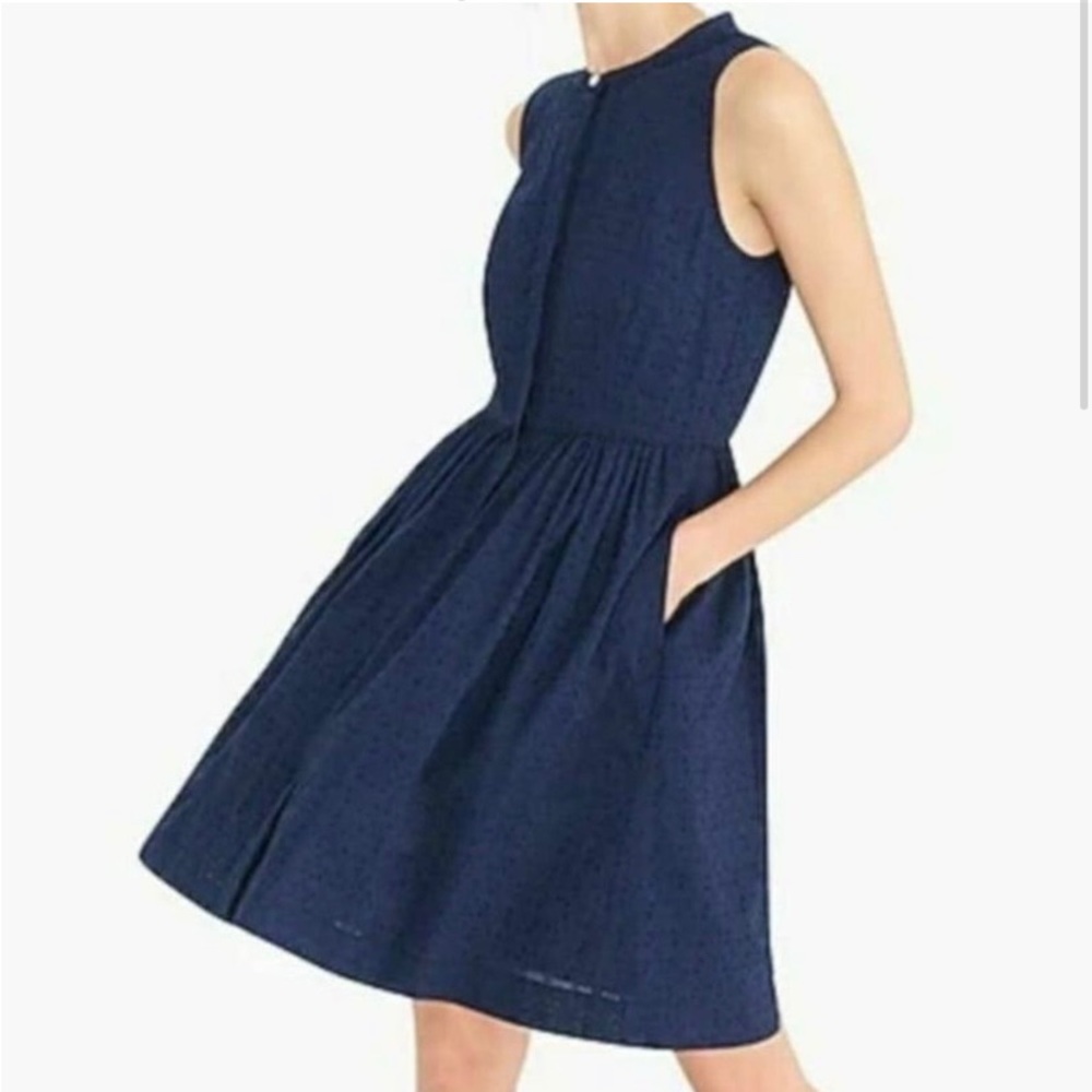 J Crew Navy Eyelet Shirtdress 2